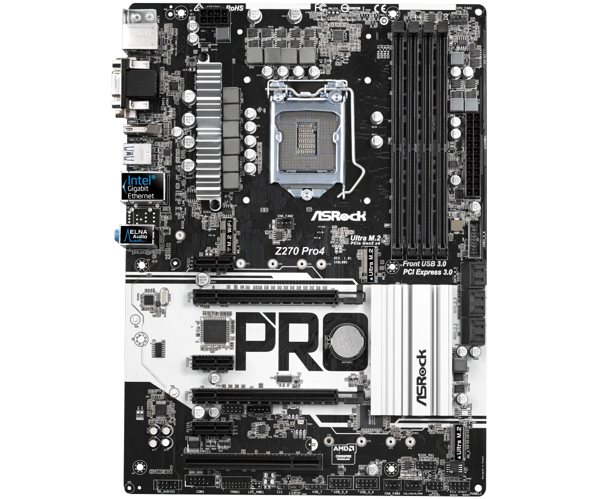 LGA 1151 Motherboard ASRock Z270 PRO4 Motherboard Intel Z270 Z270M DDR4 64GB PCI-E 3.0 USB3.1 ATX For 7th/6th Gen Core cpus