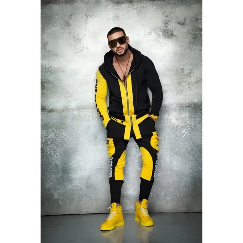 ZOGAA Hip Hop Hommes Cool Hoodies Set 2 Pièces Survêtement Veste À Capuche Et Pantalon Jogging Costume Survêtements