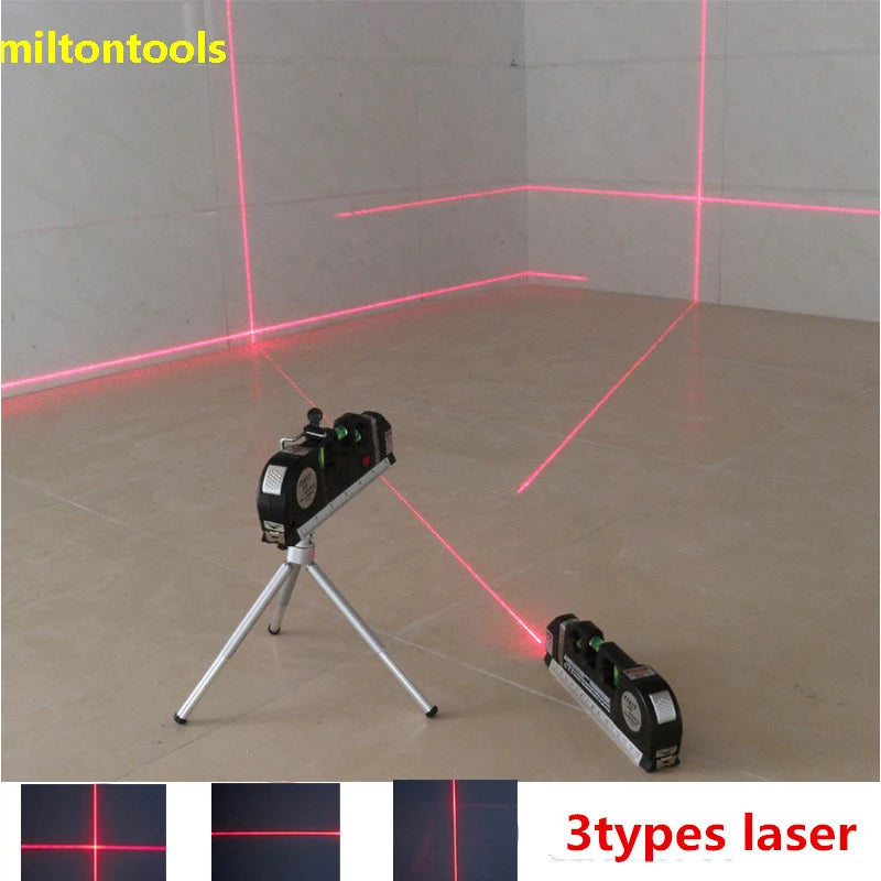 Levier de niveau laser polyvalent précis 4 en 1 avec trépied Croix projette Horizontal Vertical Light Beam Mètre Ruban