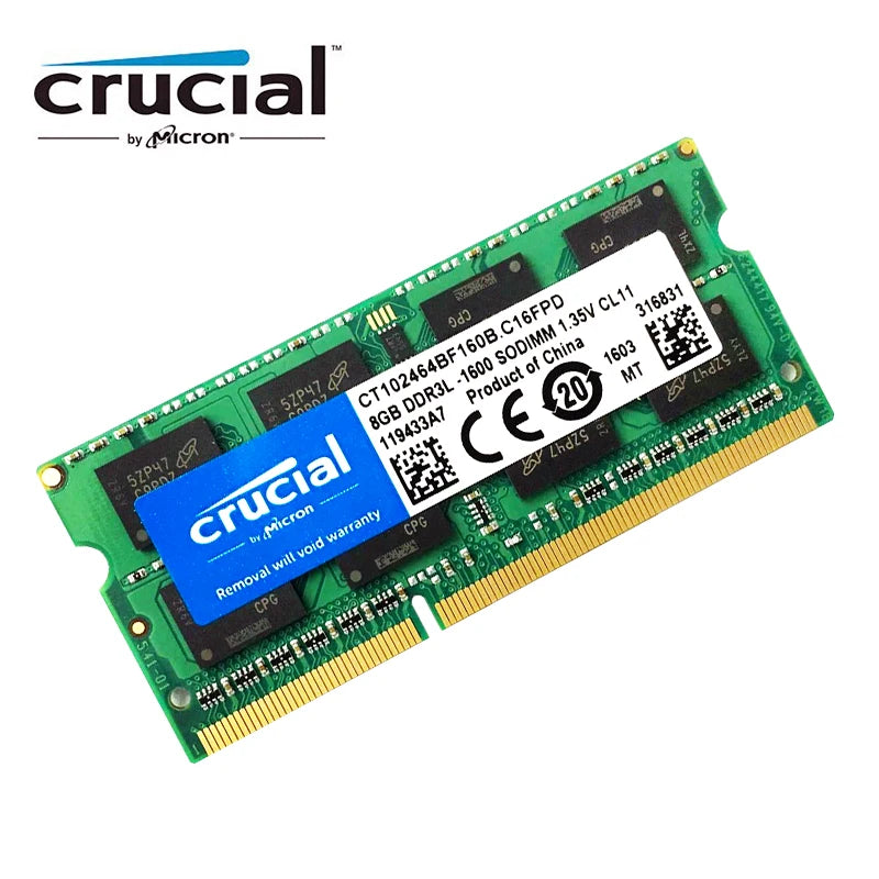 Crucial RAM SO DIMM DDR3 DDR3L 8GB 4GB  1333MHZ 1066MHz 1600 SODIMM  8 GB 12800S 1.35V  for  laptop notebook memory