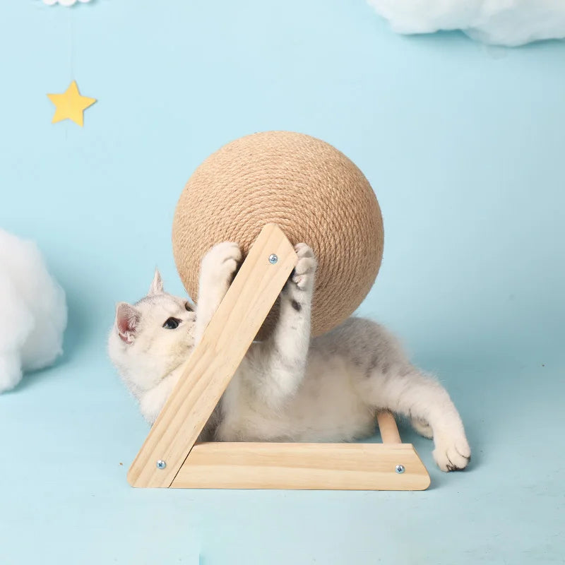 Chat Scratching Ball Wood Stand Pet Furniture Sisal Corde Balle Jouet Chaton Escalade Grattoir Broyage Pattes Grattoir Jouets Pour Chats