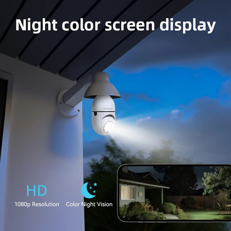 Caméra de sécurité à ampoule, caméra extérieure intérieure WiFi 1080p 2,4 GHz pour bébé/aîné/animal de compagnie, caméra à douille E27 avec vue à 360