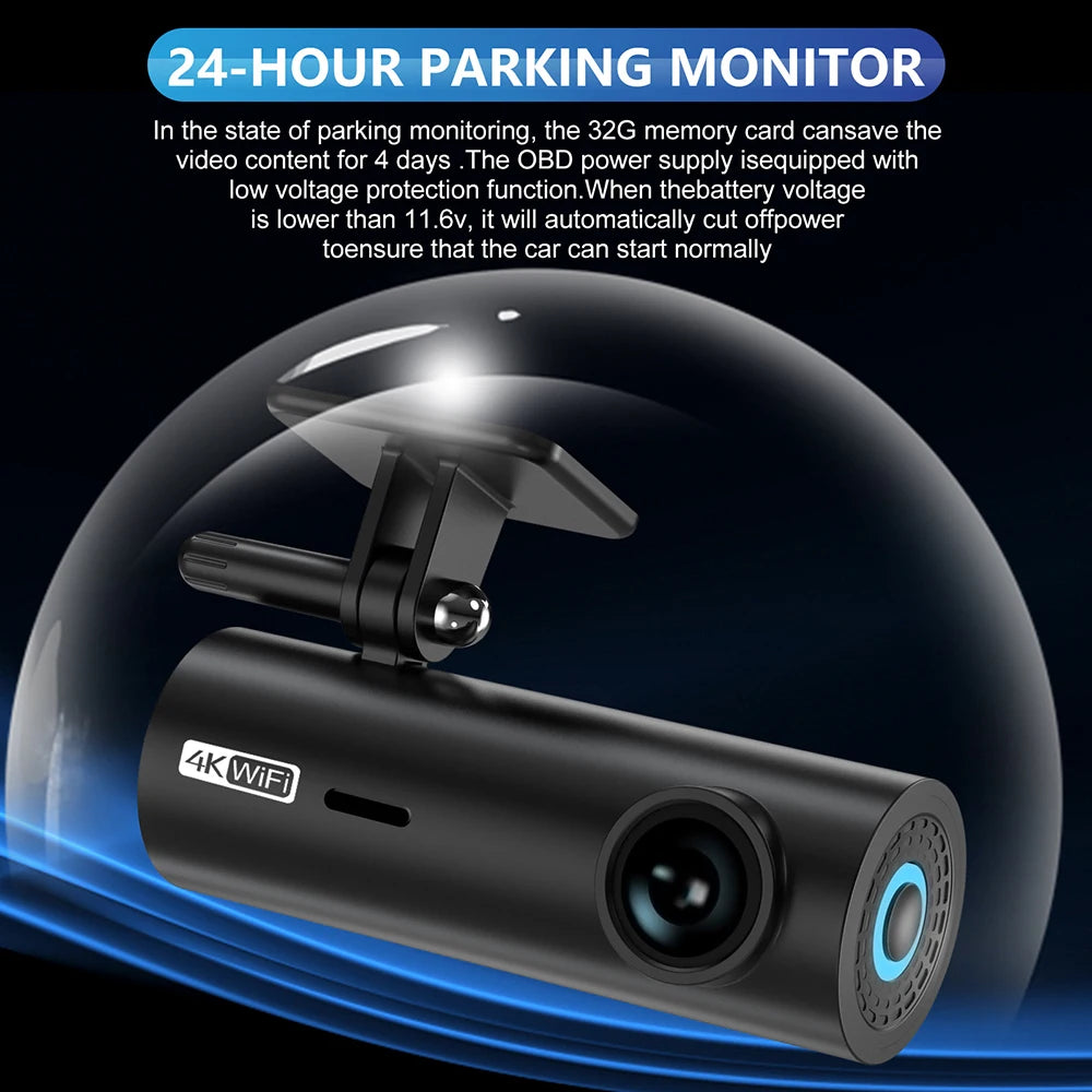 NMHJIE 4K Dash Cam WiFi UHD 3840*2160P Car DVR For Car Surveillance Cameras Video Recorders Dashcam 24H Parking Monitor