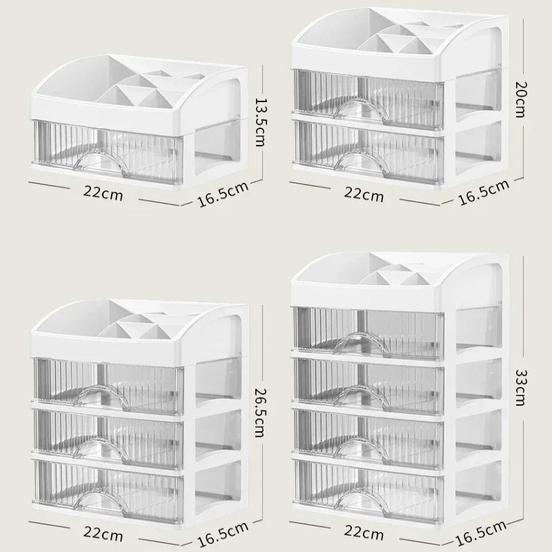 Tiroir Bijoux Maquillage Boîte De Rangement Grande Capacité Transparent Maquillage Boîte De Rangement Multicouche Multi-fonctionnel Organisateur De Bureau