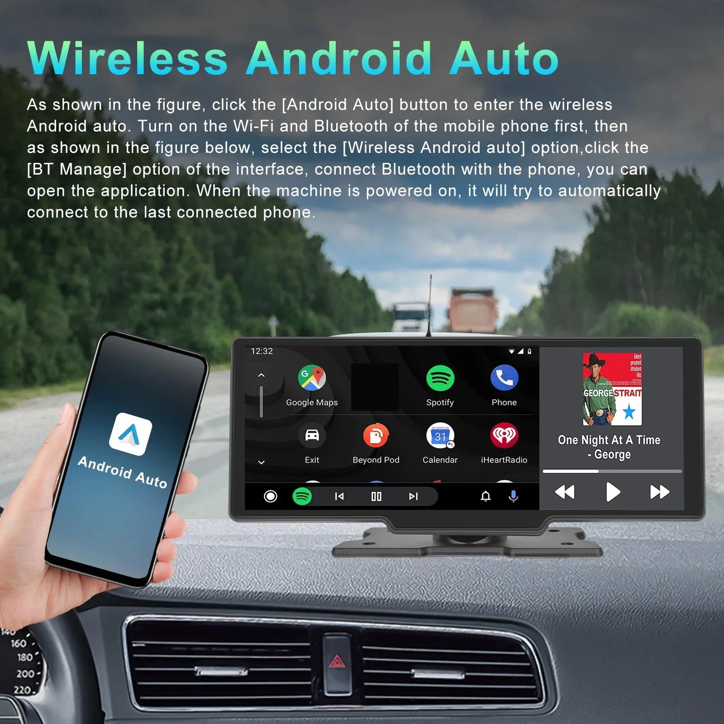 10.26 « Miroir De Voiture Enregistrement Vidéo Sans Fil Carplay Moniteur Android Auto Tableau De Bord DVR Automobile Lecteur Multimédia