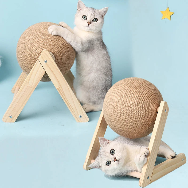 Chat Scratching Ball Wood Stand Pet Furniture Sisal Corde Balle Jouet Chaton Escalade Grattoir Broyage Pattes Grattoir Jouets Pour Chats