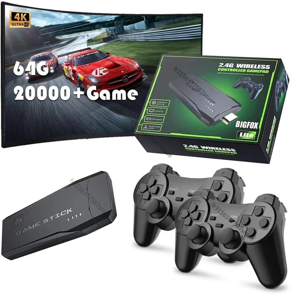 Mise à jour Console de jeu vidéo rétro 2.4G Console sans fil Stick 4k 20000 Jeu 64G Portable Dendy Console de jeu pour GBA/FC/PS1/MD