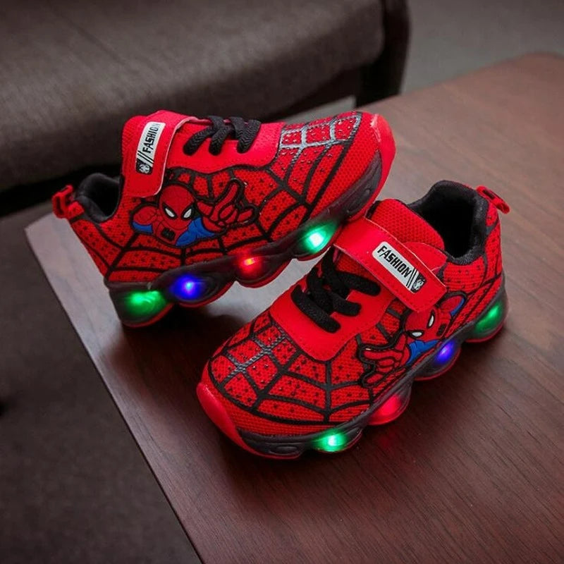 Disney Spiderman Led Light Glowing Sneakers Mode pour Garçons Filles Enfants Chaussures Jusqu’à Respirant Sports Chaussures De Course