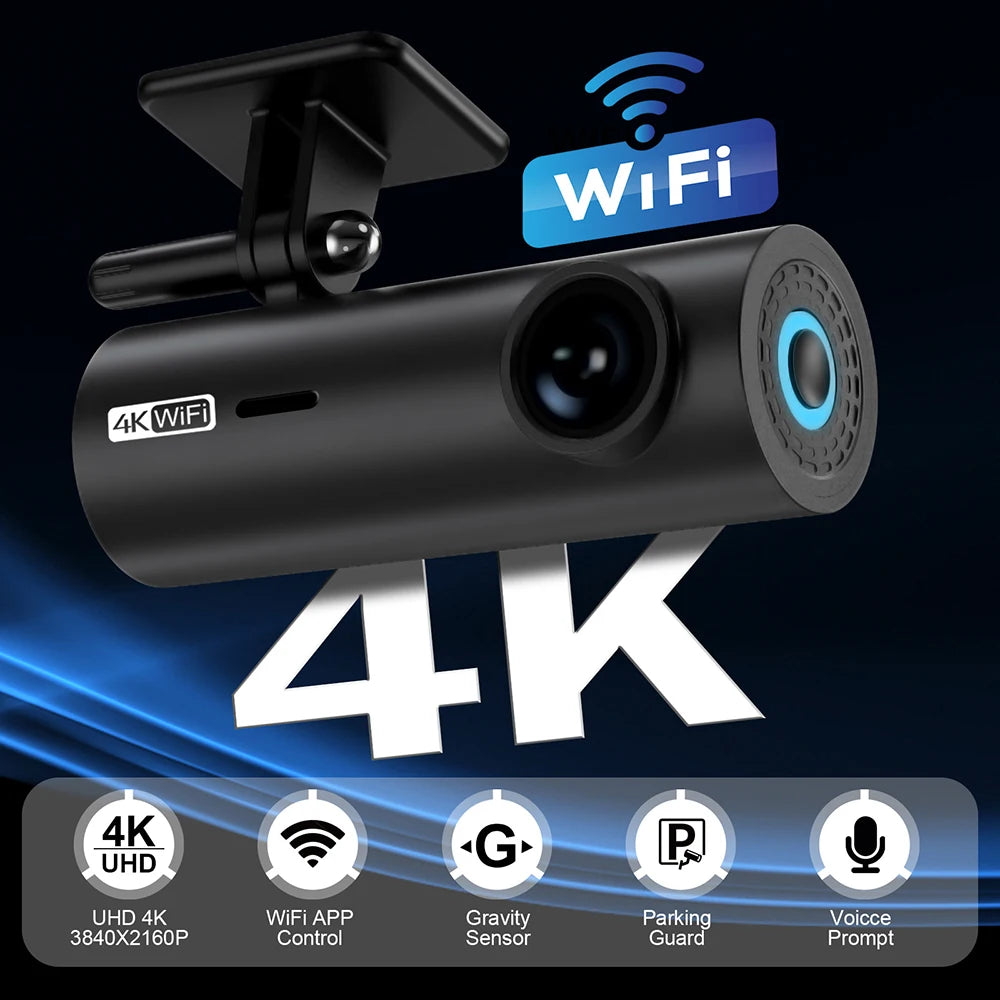 NMHJIE 4K Dash Cam WiFi UHD 3840*2160P Car DVR For Car Surveillance Cameras Video Recorders Dashcam 24H Parking Monitor