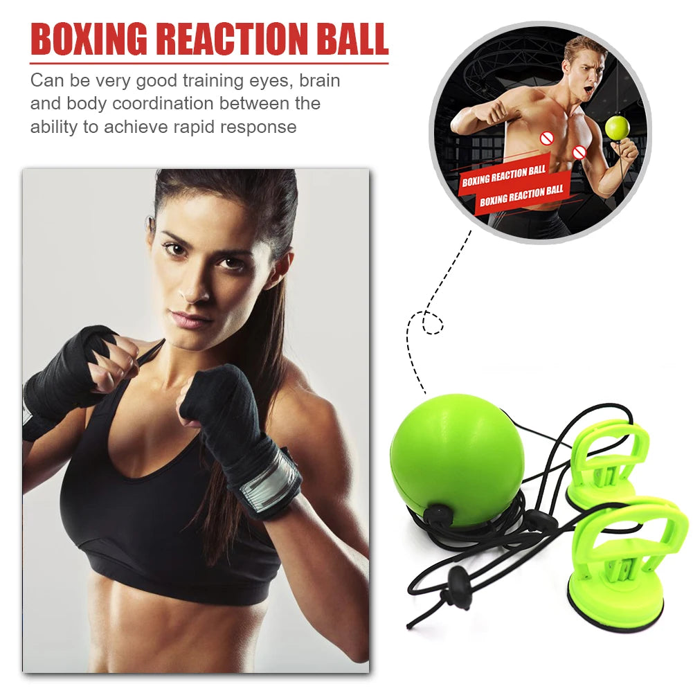 Boxe Reflex Ball Punching Ball Speed Training Fight Ball Reflex Trainer avec de fortes ventouses à vide Équipement de boxe de fitness