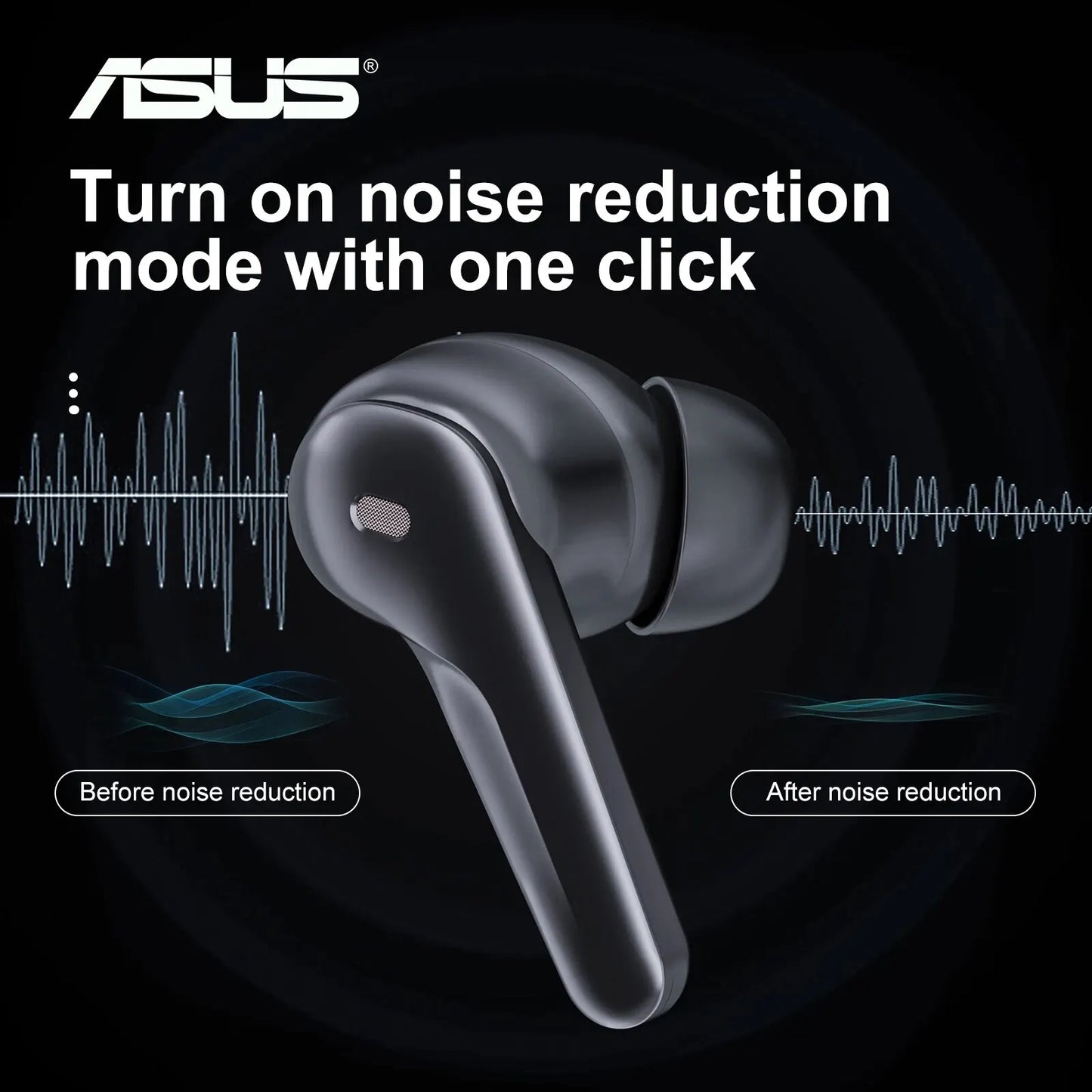 Asus Airpro3 Casque Bluetooth sans fil ANC Réduction active du bruit Intra-auriculaire Haute qualité sonore pendant une longue période