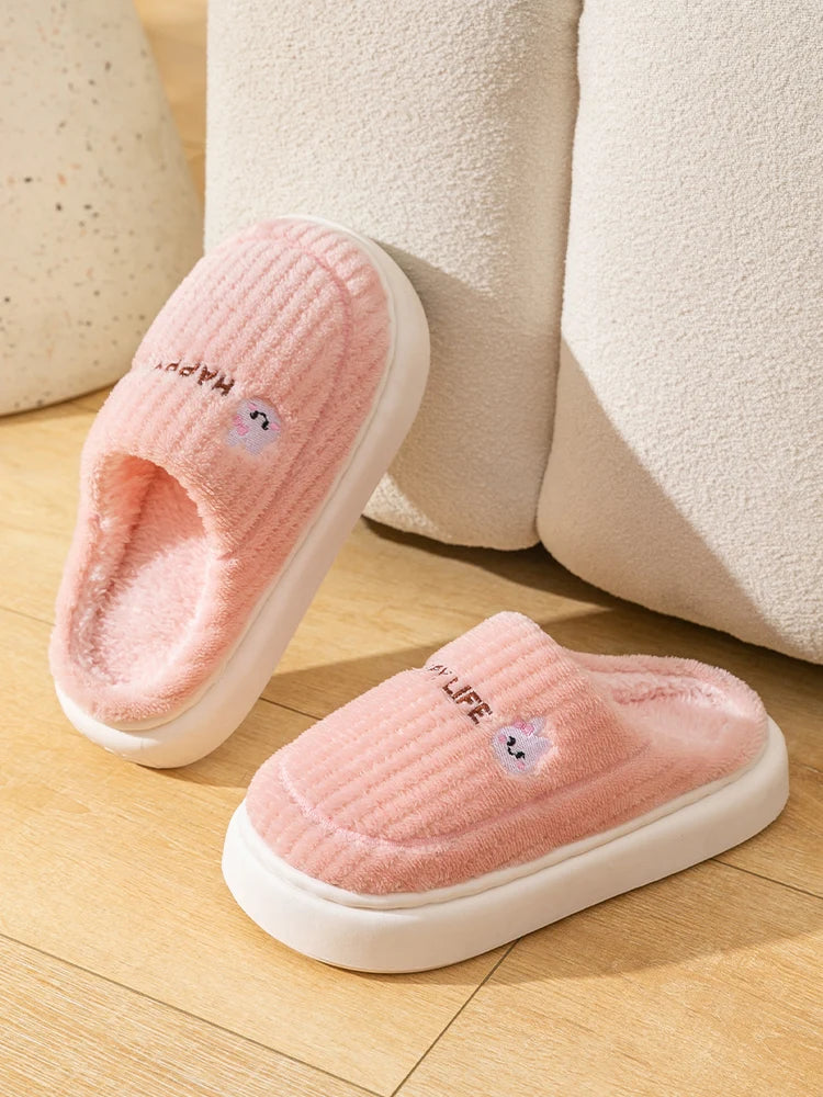 Pantoufles en coton d’hiver à la maison pour les femmes à semelle souple d’intérieur, antidérapantes, chaudes, pas fatiguées, chaussures en coton de couple simples pour hommes