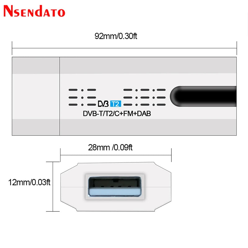 Antenne numérique USB 2.0 HDTV TV télécommande Tuner Enregistreur et récepteur pour DVB-T2 / DVB-T / DVB-C / FM / DAB pour ordinateur portable, livraison gratuite en gros