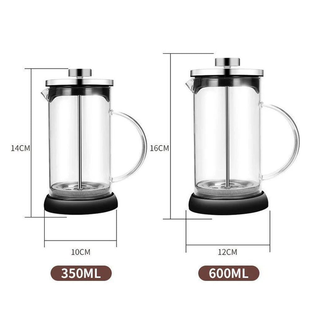 Pot de presse française en verre Filtre en acier inoxydable Maille Cafetière Multifonctionnel Poinçon À La Main Pot Accessoires De Café